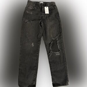 F21 HIGH RISE RELAXED FIT TAPERED LEG MOM BLACK NWT